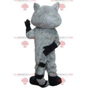 Driekleurige wasbeer mascotte met blauwe ogen - Redbrokoly.com