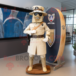 Beige Civil War Soldier mascot costume character dressed with a Board Shorts and Bracelets