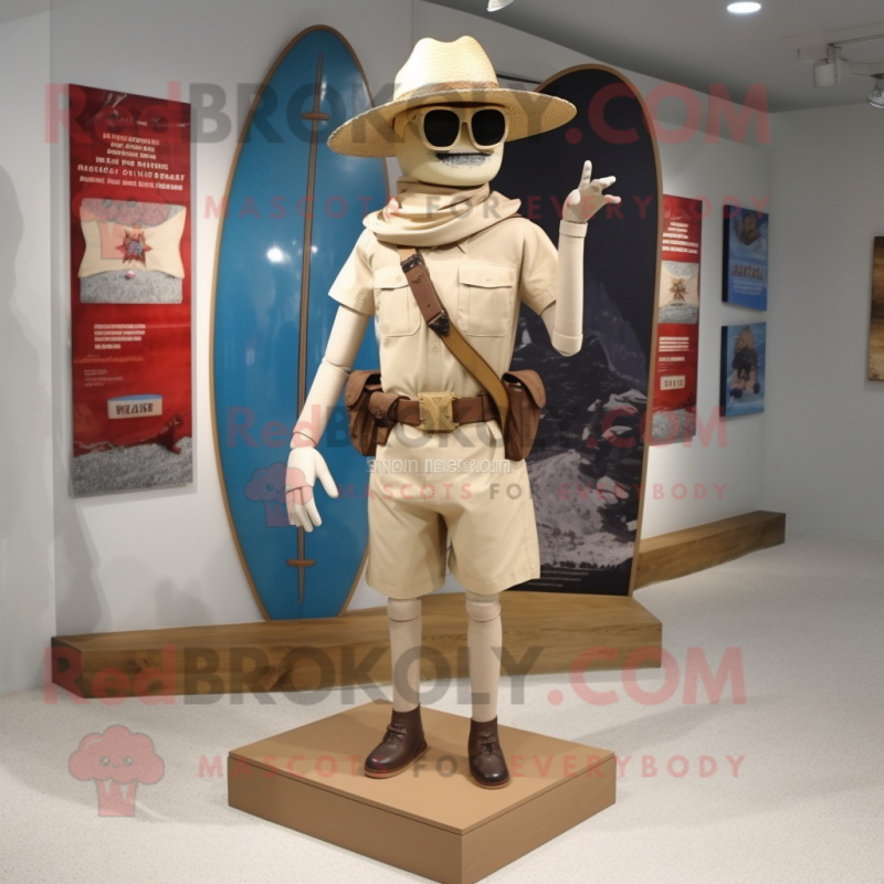 Beige Civil War Soldier mascot costume character dressed with a Board Shorts and Bracelets