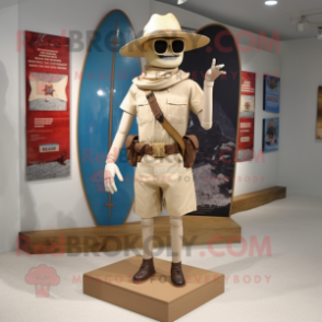 Beige Civil War Soldier mascot costume character dressed with a Board Shorts and Bracelets