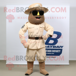 Beige Civil War Soldier mascot costume character dressed with a Board Shorts and Bracelets