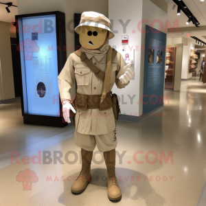Beige Civil War Soldier mascot costume character dressed with a Board Shorts and Bracelets