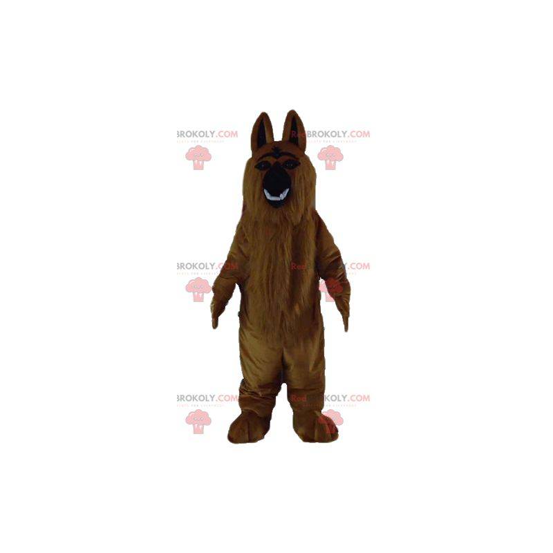 Mascote cachorro marrom de São Bernardo todo peludo e realista
