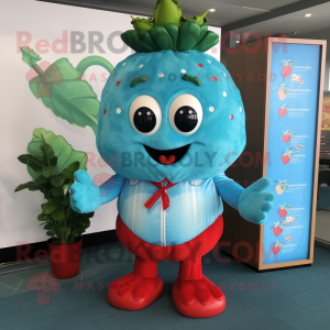 Turquoise Aardbei mascotte...