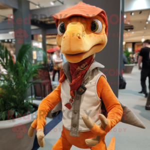 Orange Utahraptor maskot...