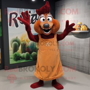 Rust Ratatouille mascot costume character dressed with a Midi Dress and Rings