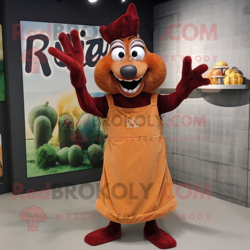 Rust Ratatouille mascot costume character dressed with a Midi Dress and Rings Rust Ratatouille mascot costume character dressed with a Midi Dress and Rings