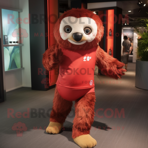 Red Sloth mascot costume character dressed with a Running Shorts and Wraps