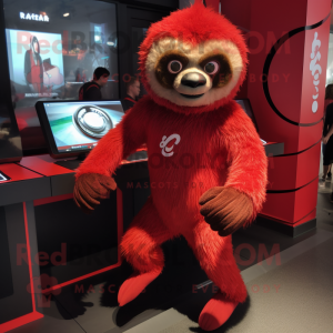 Red Sloth maskot kostume...