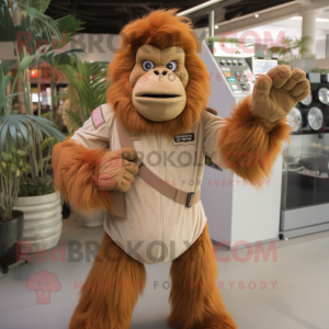 Beige orangutang maskot...