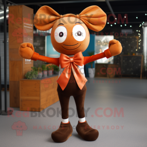 Rust Acrobat mascot costume character dressed with a Cardigan and Bow ties