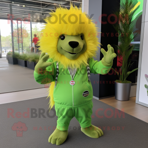 Lime Green Porcupine maskot...