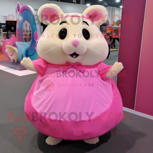 Pink hamster maskot kostume...