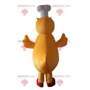 Mascot yellow duck and red chick with a chef's hat -