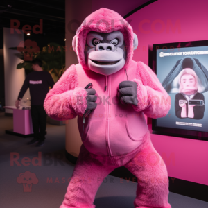 Rosa Gorilla maskot kostym...