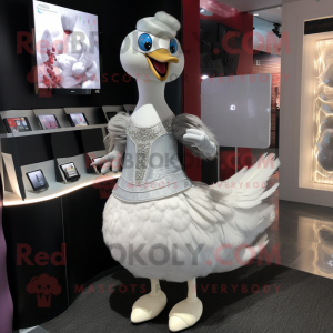 Sølv Swan maskot kostume...