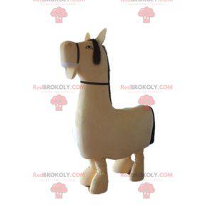 Mascota de caballo beige y marrón grande muy realista -