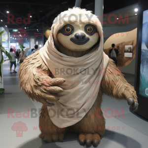 nan Giant Sloth mascot costume character dressed with a One-Piece Swimsuit and Scarves