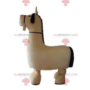 Veldig realistisk stor beige og brun hestemaskot -
