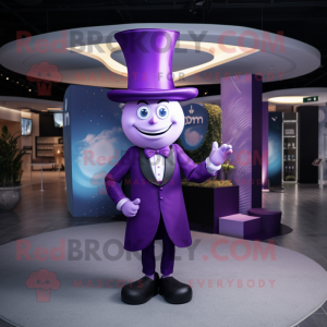 Purple Hourglass mascot costume character dressed with a Suit and Berets