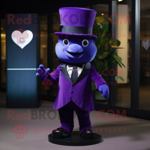 Purple Hourglass mascot costume character dressed with a Suit and Berets