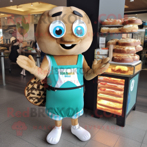 nan Bagels mascot costume character dressed with a Swimwear and Wallets
