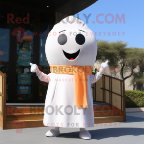 White Apricot mascot costume character dressed with a Tank Top and Scarves