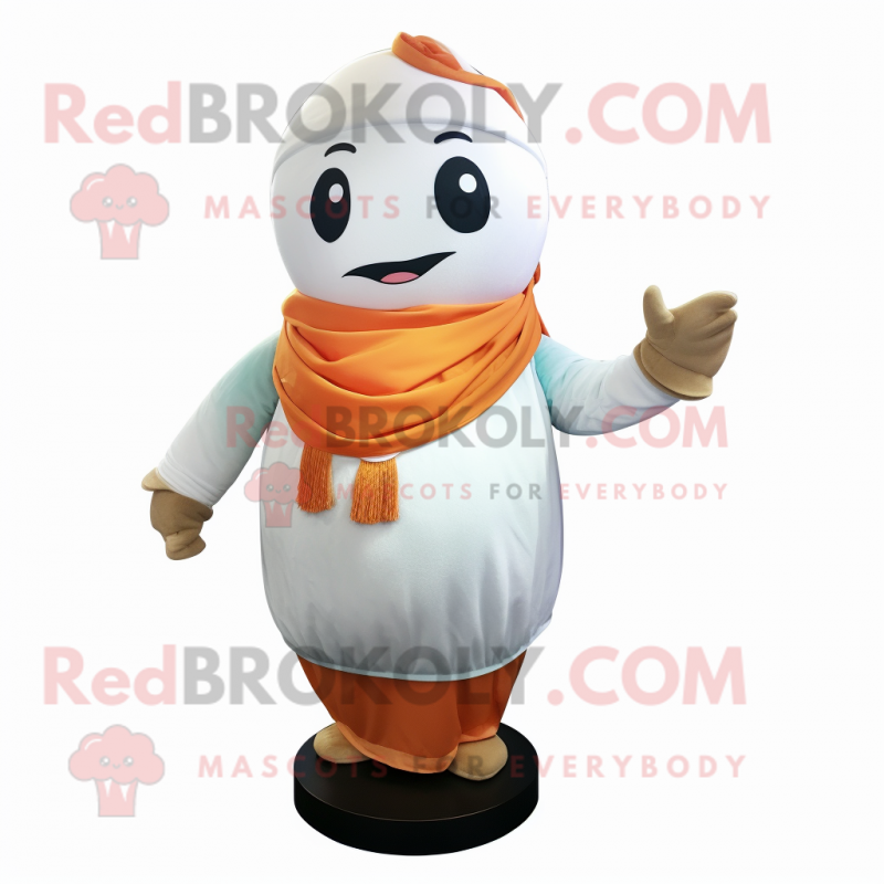 White Apricot mascot costume character dressed with a Tank Top and Scarves