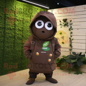 Brown Spinach mascot costume character dressed with a Parka and Necklaces