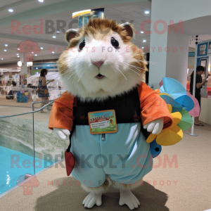 nan Guinea Pig mascot costume character dressed with a One-Piece Swimsuit and Coin purses