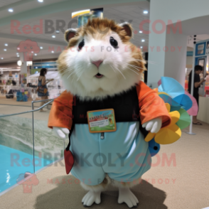 nan Guinea Pig mascot costume character dressed with a One-Piece Swimsuit and Coin purses