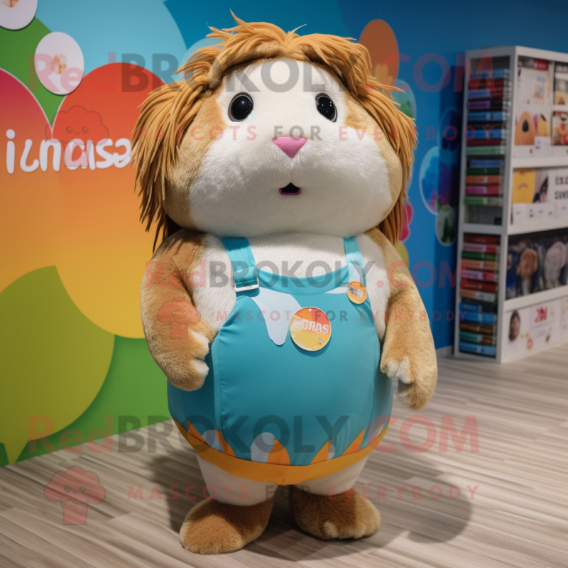 nan Guinea Pig mascot costume character dressed with a One-Piece Swimsuit and Coin purses