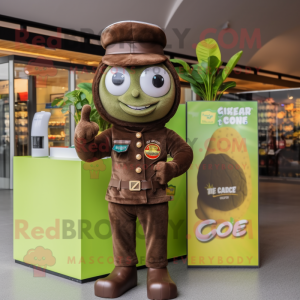 Olive Chocolate Bar mascot costume character dressed with a Flare Jeans and Berets