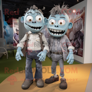 Gray Frankenstein mascot costume character dressed with a Boyfriend Jeans and Ties