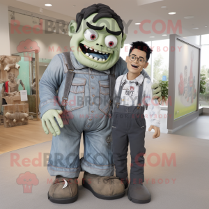 Gray Frankenstein mascot costume character dressed with a Boyfriend Jeans and Ties