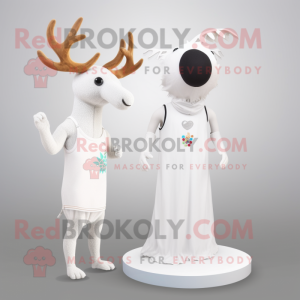 White Elk mascot costume character dressed with a One-Piece Swimsuit and Rings