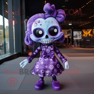 Purple Skull maskot drakt...