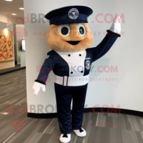 Navy Pizza mascot costume character dressed with a Trousers and Hat pins