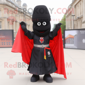 Black British Royal Guard mascot costume character dressed with a Wrap Skirt and Scarf clips