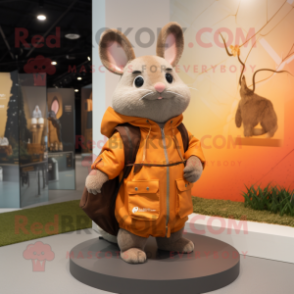 Rust Chinchilla mascot costume character dressed with a Hoodie and Handbags