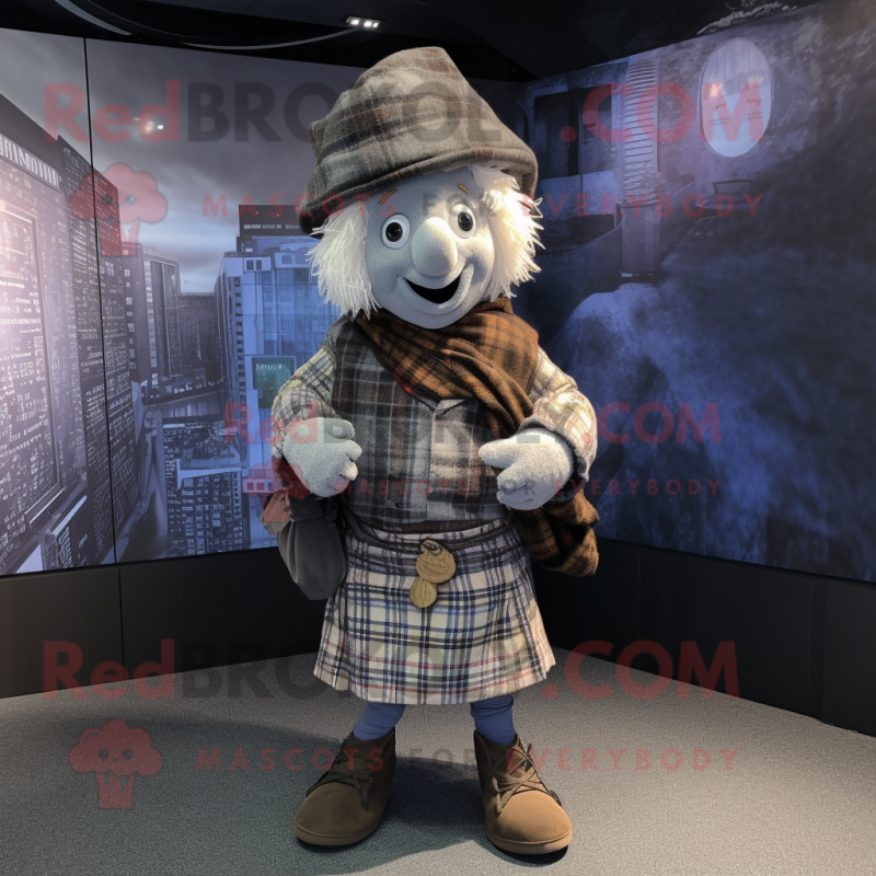 Gray Bagpipe mascot costume character dressed with a Waistcoat and Caps Gray Bagpipe mascot costume character dressed with a Waistcoat and Caps
