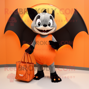 Orange Bat mascot costume character dressed with a Tank Top and Handbags