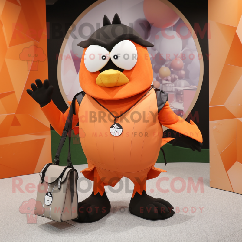 Orange Bat mascot costume character dressed with a Tank Top and Handbags