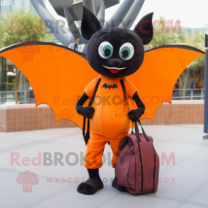 Orange Bat mascot costume character dressed with a Tank Top and Handbags