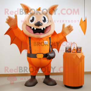 Orange Bat mascot costume character dressed with a Tank Top and Handbags