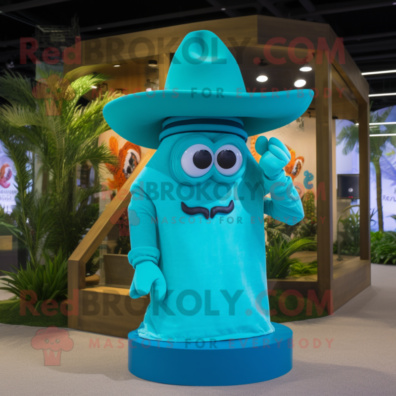 Turquoise Phone mascot costume character dressed with a Bikini and Hats Turquoise Phone mascot costume character dressed with a Bikini and Hats