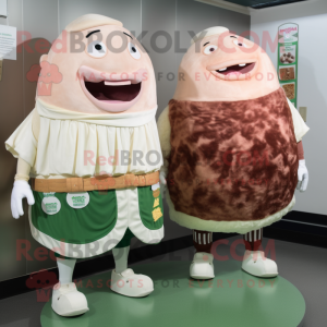 Cream Corned Beef And Cabbage mascot costume character dressed with a Sweater and Cufflinks