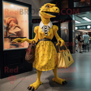 Geel Utahraptor mascotte...