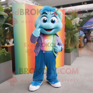 Cyan Rainbow maskot kostume...