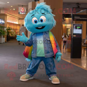 Cyan Rainbow maskot kostume...